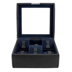 Ecrin 6 montres, Bond V2, noir, intérieur bleu, vitré Friedrich 23 2