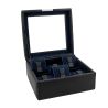 Ecrin 6 montres, Bond V2, noir, intérieur bleu, vitré Friedrich 23