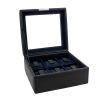 Ecrin 6 montres, Bond V2, noir, intérieur bleu, vitré Friedrich 23