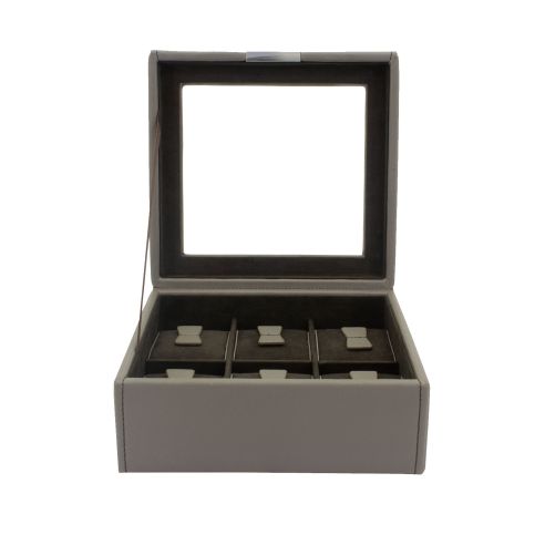 Ecrin 6 montres, Bond V2, gris, intérieur marron, vitré Friedrich 23