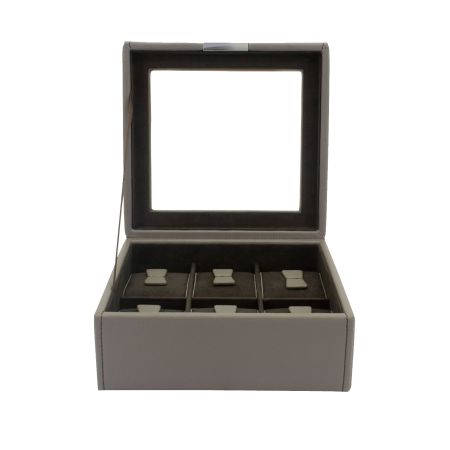 Ecrin 6 montres, Bond V2, gris, intérieur marron, vitré Friedrich 23