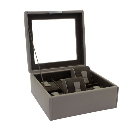 Ecrin 6 montres, Bond V2, gris, intérieur marron, vitré Friedrich 23