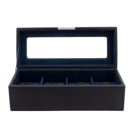 Ecrin 4 montres, Bond V2, noir intérieur bleu, vitré Friedrich 23