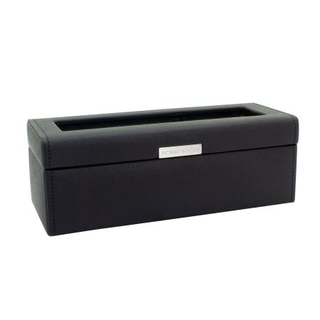 Ecrin 4 montres, Bond V2, noir intérieur bleu, vitré Friedrich 23