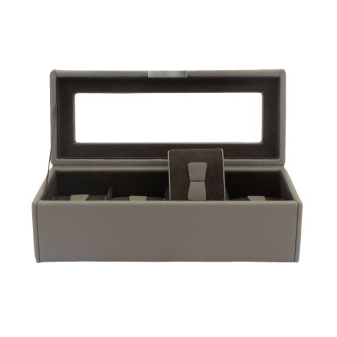 Ecrin 4 montres, Bond V2, gris intérieur marron, vitré Friedrich 23