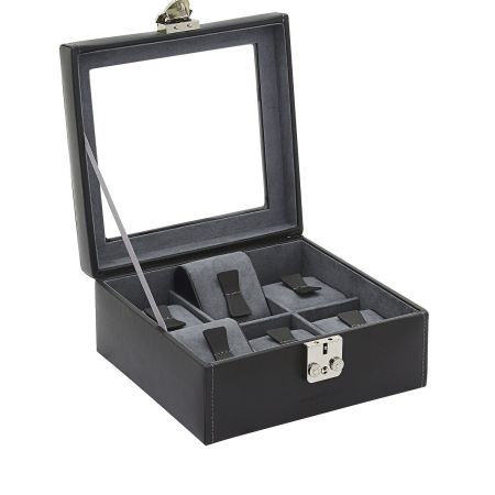 Ecrin 6 montres, Infinity, noir, intérieur gris, vitré Friedrich 23