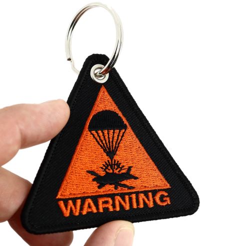 Porte Clés - Avion Parachute Warning - Triangle orange Clj Charles Le Jeune