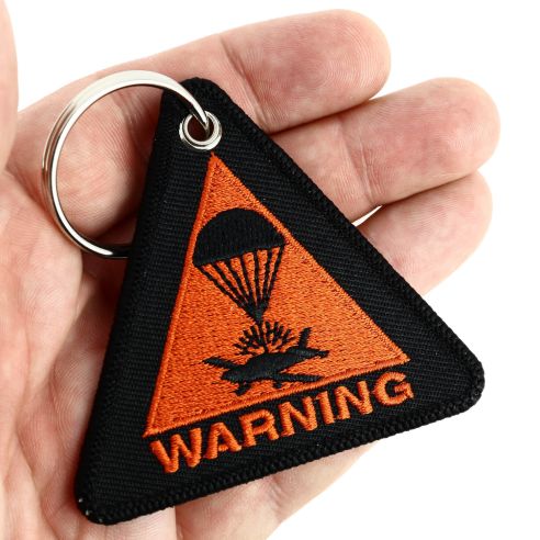 Porte Clés - Avion Parachute Warning - Triangle orange Clj Charles Le Jeune