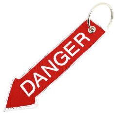 Porte Clés - Flèche rouge Danger - Sortie échappement Hélicoptère ou avion Clj Charles Le Jeune