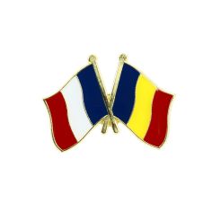 Pin's Drapeaux Jumelage France - Roumanie Clj Charles Le Jeune