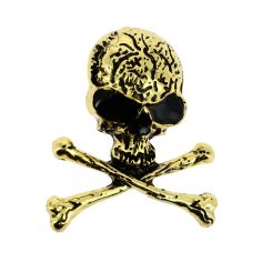 Broche tête de mort et os croisés couleur dorée - Symbole de rébellion et de style