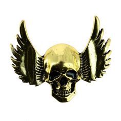 Broche tête de mort ailée couleur dorée - Bijou élégant et audacieux