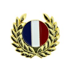 Pin's Lauriers dorés et drapeau Français Clj Charles Le Jeune