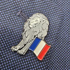 Pin's Lion et drapeau Français Clj Charles Le Jeune 2