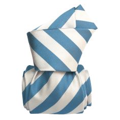Cravate Segni Disegni Luxe, Faite main, Palma Blanc Bleu