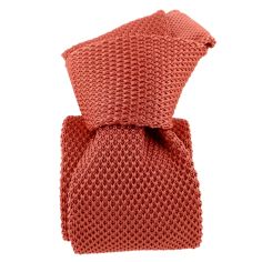 Cravate Tricot unie, Rose Corail. Arcobaleno