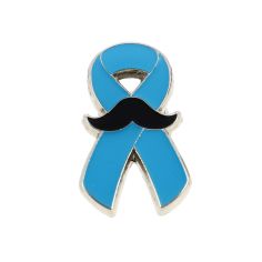 Pin's Ruban Bleu et moustache - Cancer prostate et colon