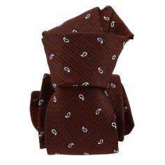 Cravate marron micro-motifs cachemire