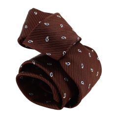 Cravate marron micro-motifs cachemire 2