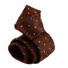Cravate marron motif cachemire 2