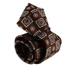 Cravate marron à motif médaillon 2