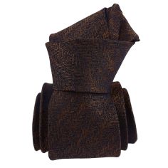 Cravate marron et bleu à motif chevrons