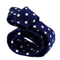 Cravate à pois Giulia marine et blanc 2