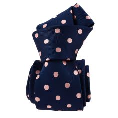 Cravate à pois Giulia marine et rose
