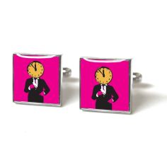 Boutons de manchette, Le gardien du temps, Rose - Time man bright pink Tyler & Tyler 2