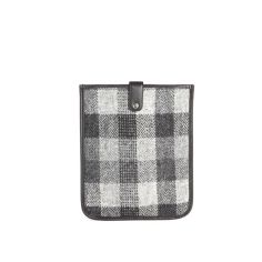 Housse Ipad Tweed Harris gris et cuir noir Simon Carter