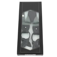 Bretelle 3 attaches Hercule, gris. Cuir noir Tony & Paul 2