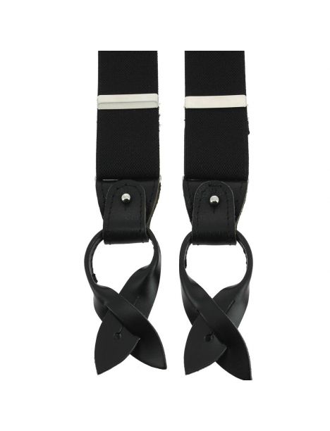 Bretelle 3 attaches Hercule, noir charbon. Cuir noir Tony & Paul