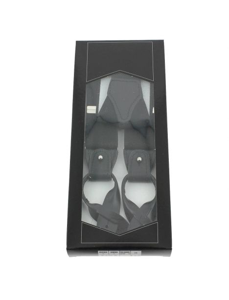 Bretelle 3 attaches Hercule, noir charbon. Cuir noir Tony & Paul