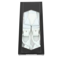 Bretelle 3 attaches Hercule, blanc pur. Cuir blanc. Tony & Paul 2