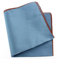 Pochette soie, Tevere Bleu, ourlet orange Tony & Paul