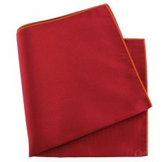 Pochette soie, Rouge Sangue, ourlet orange Tony & Paul