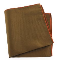 Pochette soie, Tabacco, ourlet orange Tony & Paul