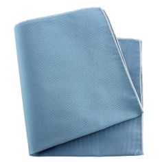 Pochette soie, Tevere Bleu, ourlet blanc Tony & Paul