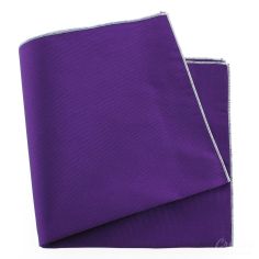 Pochette soie, Mauve Mammola, ourlet blanc Tony & Paul