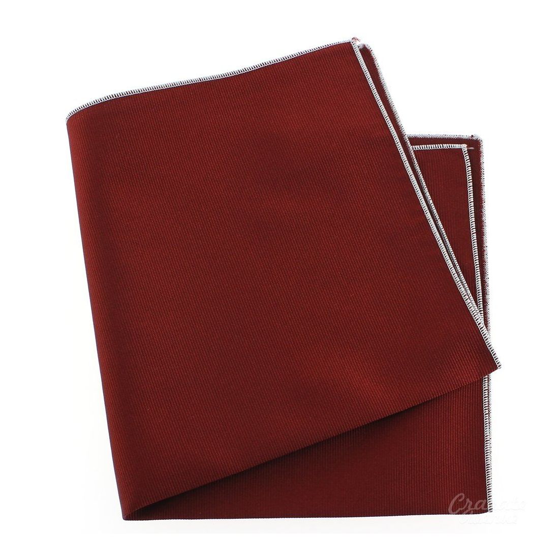 Pochette soie, Rouge Peonia, ourlet blanc Tony & Paul