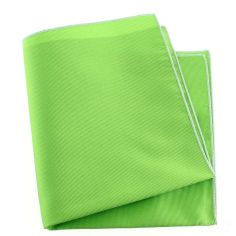 Pochette soie, Vert Cedro, ourlet blanc Tony & Paul