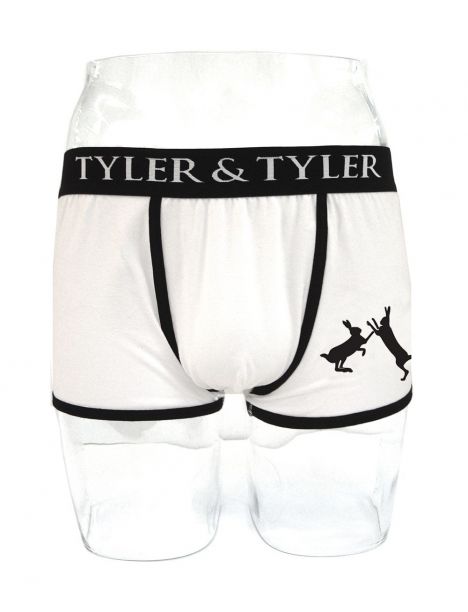 Boxer homme blanc, 2 lièvres noir Tyler & Tyler