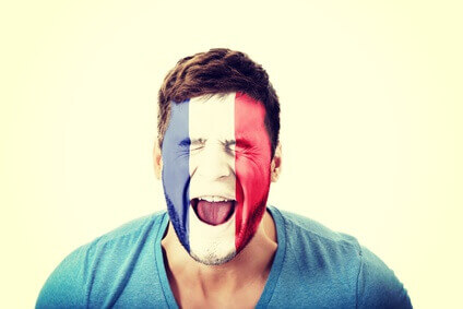 homme maquillage drapeau français bleu blanc rouge